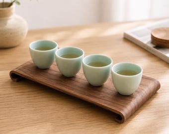 Walnut Tea Serving Tray, Solid Wood Handmade Tray, Vintage Design Tea Accessory, Elegant Wooden Display Piece