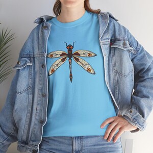 Libellen-T-Shirt, süßes abstraktes Libellen-Design Unisex-T-Shirt aus schwerer Baumwolle, 9 Farben, 3x 4x Libelle, Geschenk für Naturliebhaber, Libelle