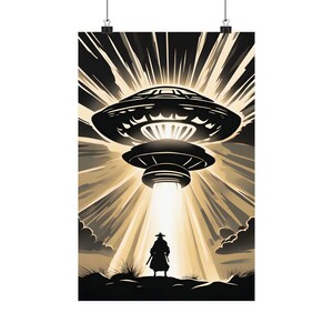 Póster mate de OVNI samurái, arte mural de guerrero japonés, decoración asiática de ciencia ficción para el hogar, lámina de arte samurái genial, póster vertical mate único, samurái