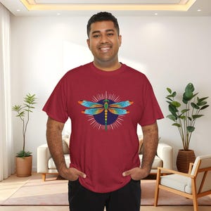 Libellen-T-Shirt, süßes abstraktes Libellen-Design Unisex-T-Shirt aus schwerer Baumwolle, 9 Farben, 3x 4x Libelle, Geschenk für Naturliebhaber, Libelle