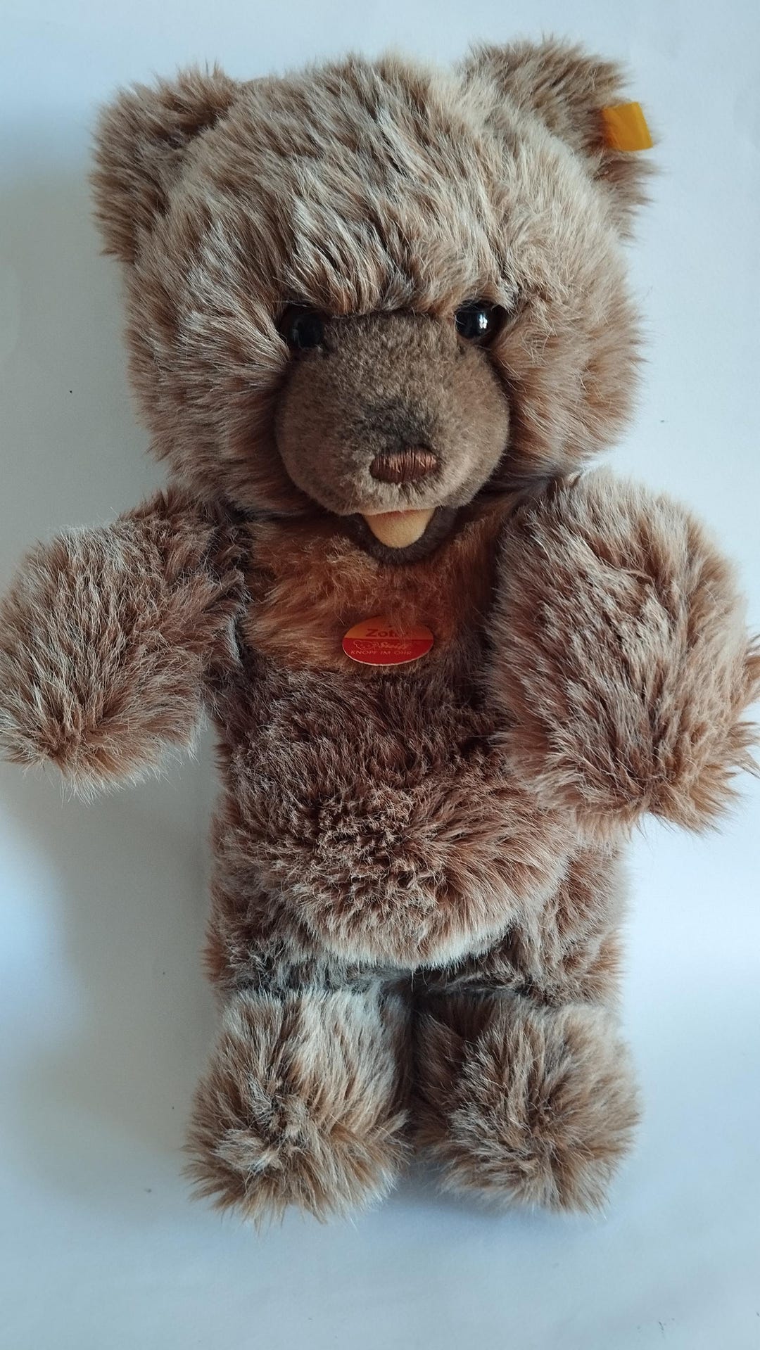 ぬいぐるみ Antique Steiff Teddy Bear 1984 Steiff Teddy Bear on Metal Wheels Mohair Replica 1905 Museum
