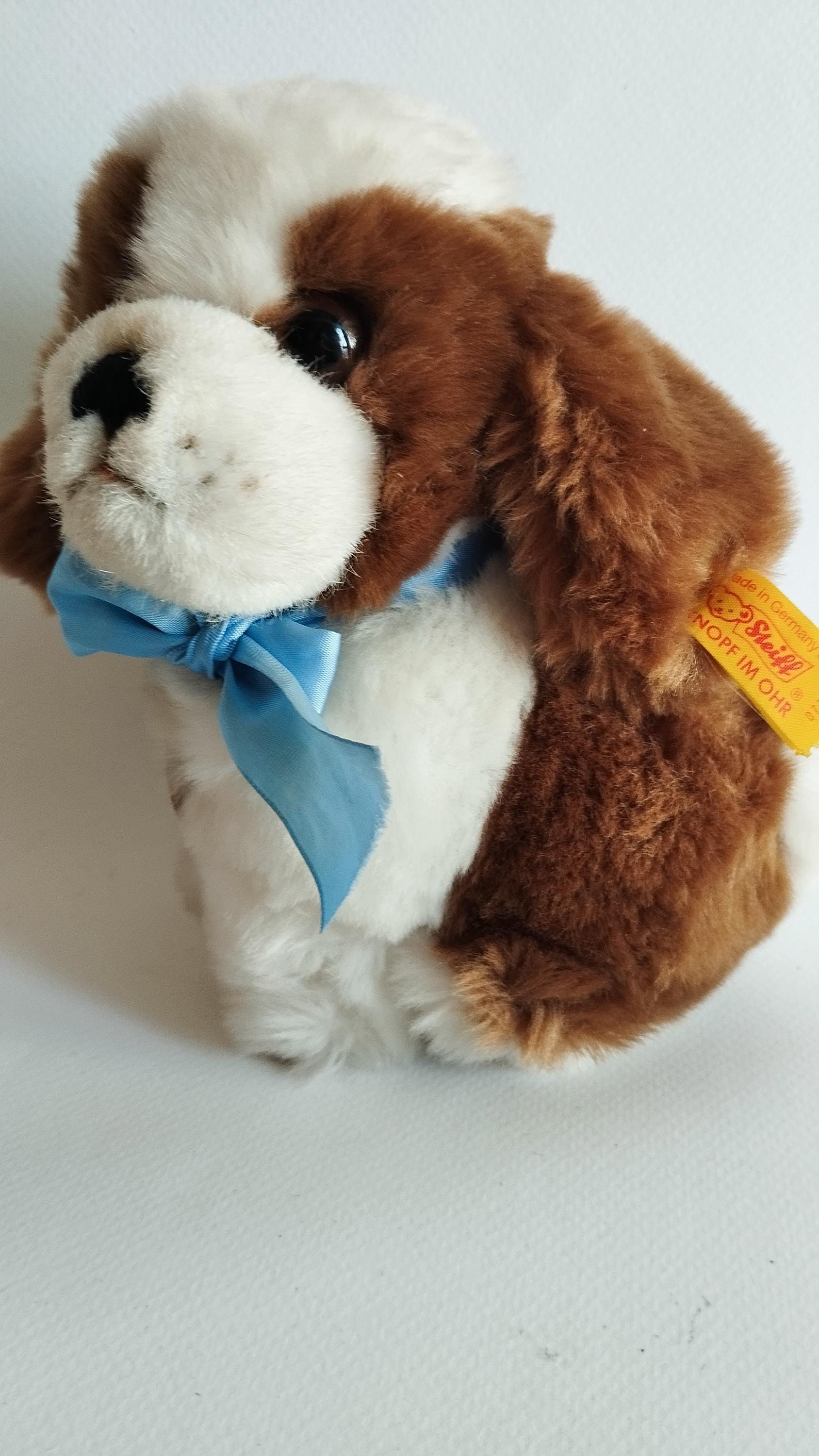 Vintage Steiff 80's Snuffi Baby St Bernard Dog Plush 6