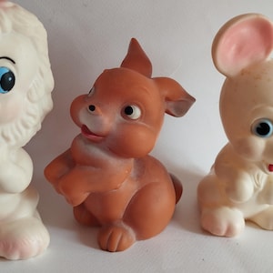 Lot of 3 Vintage 60&#39;s Squeaky Rubber toys