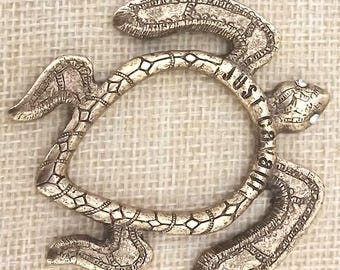 Vintage Just Cavalli Turtle Belt Buckle Y2K Gold Scarf Slide Roberto Cavalli Animalier