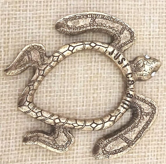 Vintage Just Cavalli Turtle Belt Buckle Y2K Gold Scarf Slide Roberto Cavalli Animalier