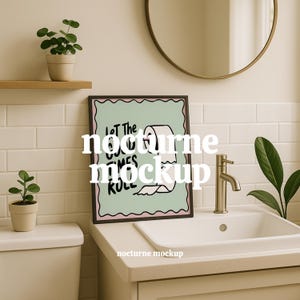 Bathroom Wall Art Mockup, Toilet Mockup, WC Mockup, Poster Frame Styled Mockup, Minimalist Bathroom Mockup, Bathroom Mockup, Artistic Mockup