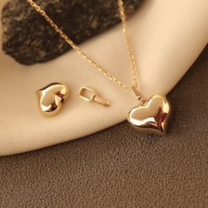 14K Echtgold Herz Urne Halskette, geschwollene Herz Asche Halter Anhänger, Andenken Schmuck, Asche Halter Anhänger für Haustier Verlust Anhänger