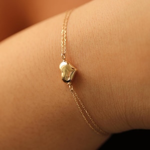 14K Solid Gold Heart Cremation Urn Bracelet, Keepsake Memorial Jewelry,Puffy Heart Ash Holder Bracelet,Ash Holder Bracelet,Pet Loss Bracelet
