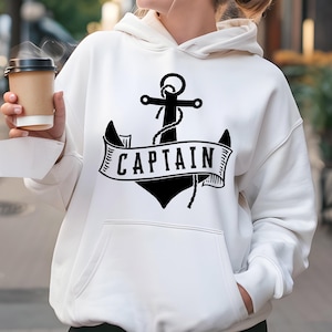 Nautical Hoodie | Captain Anchor Sailing Boat Hoodie | Maritime Graphic Hoodie | Ocean Lover Sweatshirt | Sailing Enthusiast Hoodie