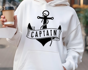 Nautical Hoodie | Captain Anchor Sailing Boat Hoodie | Maritime Graphic Hoodie | Ocean Lover Sweatshirt | Sailing Enthusiast Hoodie