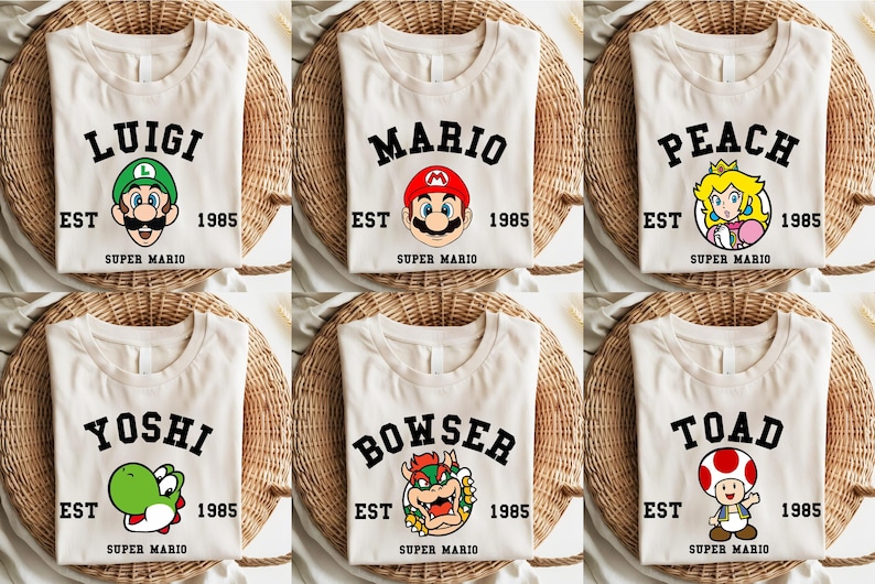 Super Mario Family Shirt | Super Mario Character Shirt | Super Mario Birthday Party Tee | Mario & Friends Party Tee | Super Mario Apparel image 1