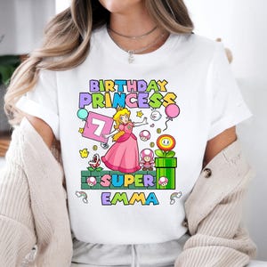 Custom Princess Peach Birthday Shirt, Custom Mario Shirt, Super Mario Shirt, Family Shirt, Gift For Daughter Shirt, Birthday Gift, Birthday
