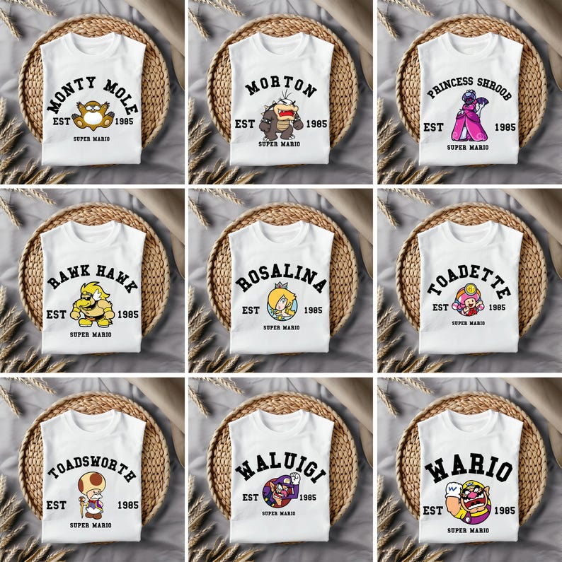 Super Mario Family Shirt | Super Mario Character Shirt | Super Mario Birthday Party Tee | Mario & Friends Party Tee | Super Mario Apparel image 5