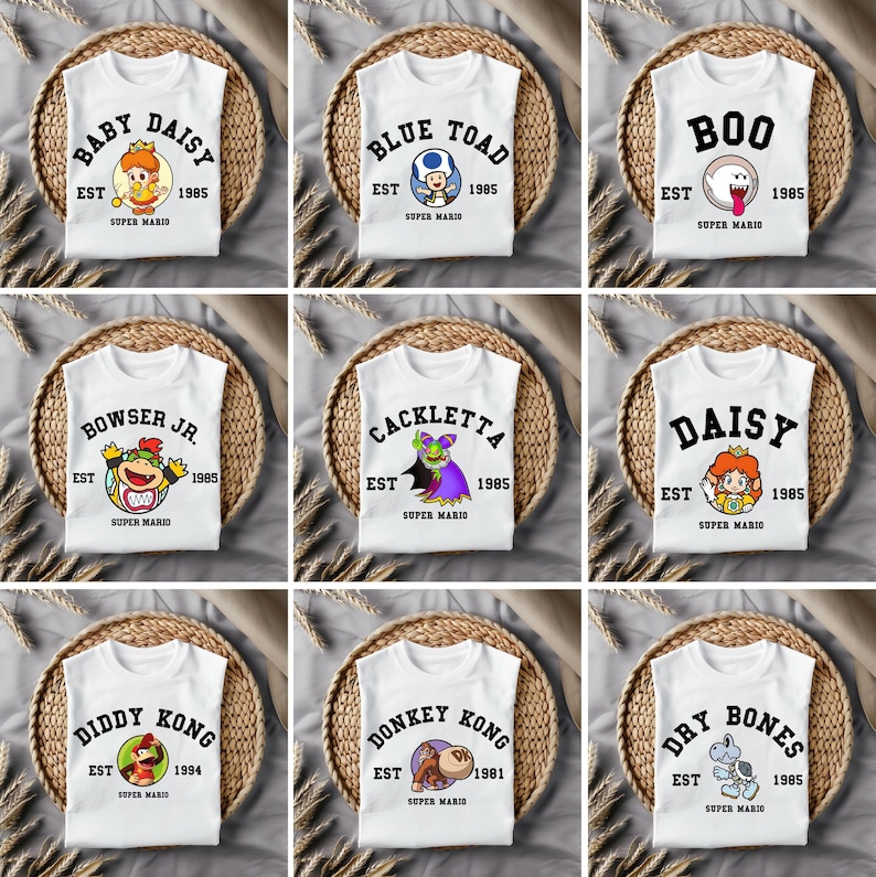 Super Mario Family Shirt | Super Mario Character Shirt | Super Mario Birthday Party Tee | Mario & Friends Party Tee | Super Mario Apparel image 2