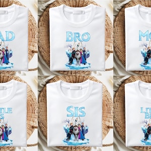 Camiseta a juego para la familia Frozen, camiseta Frozen para mamá y papá, camiseta familiar Frozen, personajes Frozen, camiseta familiar Frozen, camiseta a juego Disney Frozen imagen 1