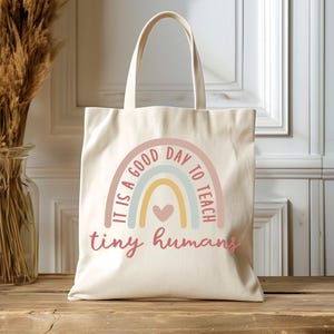 C'est une bonne journée pour enseigner aux petits humains Sac fourre-tout | Cadeaux pour enseignants | Cadeau personnalisé pour professeur | Appréciation de l'enseignant | Cadeau pour professeur de maternelle