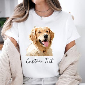 Custom Vectorized Pet T-Shirt with Photo & Name, Personalized Pet Portrait Shirt, Dog Cat Graphic Tee, Pet Lover Gift, Custom Dog Shirt