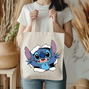 Disney Stitch Tote Bag, Minnie Stitch Tote, Stitch Lover Gift, Gift for Her, Birthday Tote Bag, Reusable Disney Bag, Cute Tote Bag