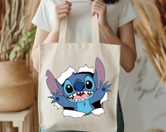 Disney Stitch Tote Bag, Minnie Stitch Tote, Stitch Lover Gift, Gift for Her, Birthday Tote Bag, Reusable Disney Bag, Cute Tote Bag