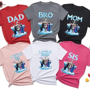 Camiseta a juego para la familia Frozen, camiseta Frozen para mamá y papá, camiseta familiar Frozen, personajes Frozen, camiseta familiar Frozen, camiseta a juego Disney Frozen imagen 4
