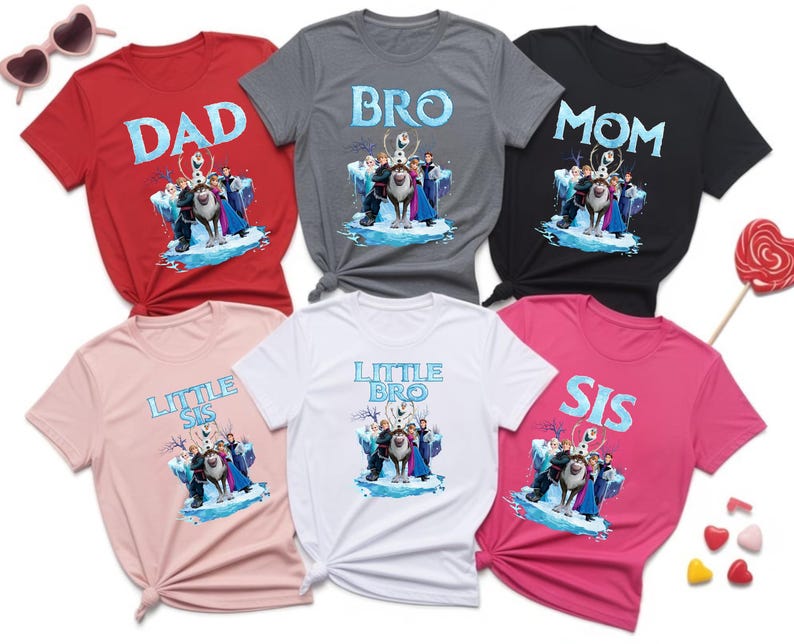 Camiseta a juego para la familia Frozen, camiseta Frozen para mamá y papá, camiseta familiar Frozen, personajes Frozen, camiseta familiar Frozen, camiseta a juego Disney Frozen imagen 4