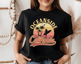 Oceanside California Shirt, Beach Sunset Palms T-Shirt, California Travel Tee, Summer Vacation Shirt, Oceanside Beach Apparel