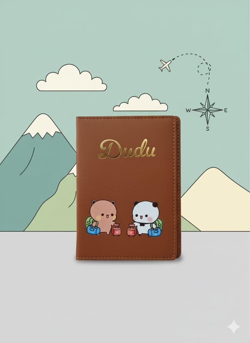 Bubu Dudu Passport Holder, Travel Document Cover, Brown Dudu Version