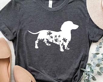 Floral Dachshund Wiener Dog Shirt, Dachshund Shirt, Dachshund Gift, Dachshund Lover Gift, Dachshund Dog Shirt, Wiener Dog Shirt