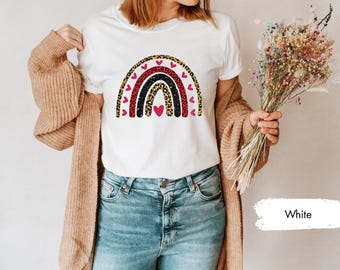 Leopard Heart Tee for Valentines Day, Kids Valentines, Gift for Her, Gifts for Girlfriend, Lover Tshirt, Couple Shirts, Matching Couple Tees