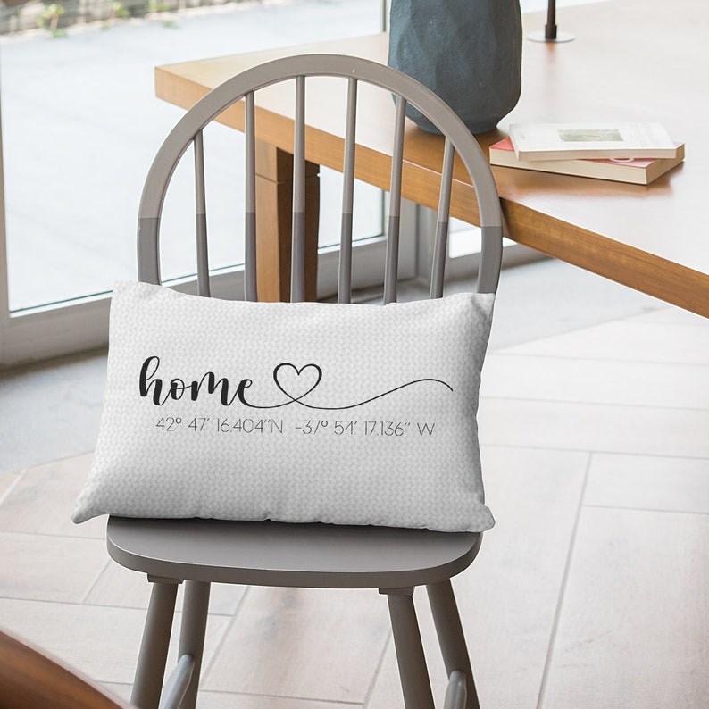 Home Coordinates Pillow, Coordinates Pillow Case, Personalize Pillows, New Home Gift, Custom Pillow Cases, House Warming Gift, Custom Pillow immagine 3