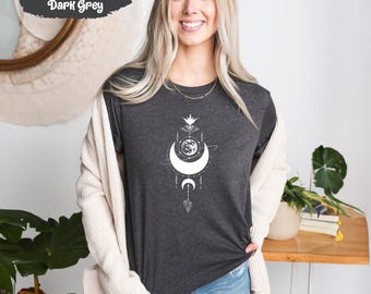 Moon Cycle Shirts, Floral Moon Shirt, Full Moon, Galaxy T-Shirt, Crescent Moon, Space T Shirt, Moon Phases, Spiritual Gift, Celestial Tshirt