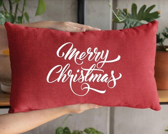 Weihnachtskissen, Rotes Weihnachtskissen, Frohe Weihnachten Kissen, Noel Kissen, Noel Kissen, Weihnachtsdeko, Weihnachtskissen, Bauernhaus, Rustikal