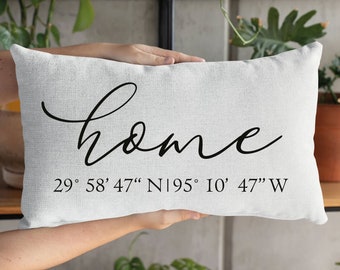 Home Latitude Longitude Pillow, Coordinates Pillow, Address Pillow, Custom Address Pillow, House Warming Gift, New Home Gift, Home Pillow
