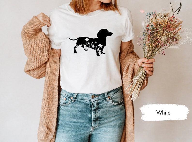 Floral Dachshund Wiener Dog Shirt, Dachshund Shirt, Dachshund Gift, Dachshund Lover Gift, Dachshund Dog Shirt, Wiener Dog Shirt image 4
