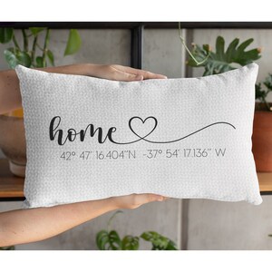 Home Coordinates Pillow, Coordinates Pillow Case, Personalize Pillows, New Home Gift, Custom Pillow Cases, House Warming Gift, Custom Pillow immagine 2
