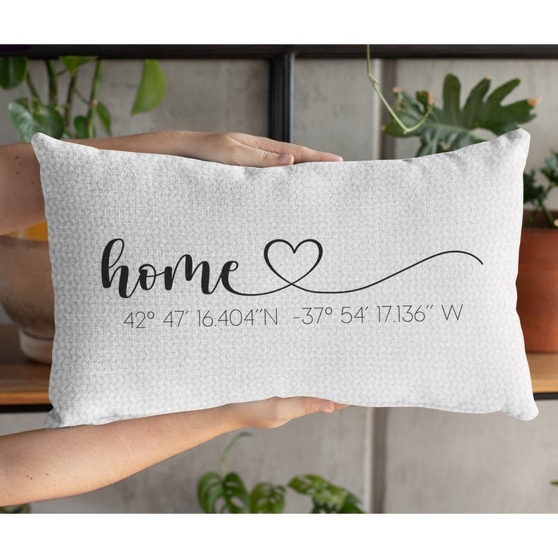 Home Coordinates Pillow, Coordinates Pillow Case, Personalize Pillows, New Home Gift, Custom Pillow Cases, House Warming Gift, Custom Pillow immagine 2