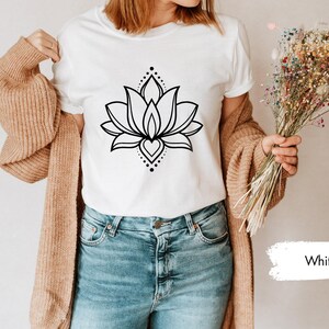 Lotus Flower T-Shirt, Botanical Shirt, Yoga Shirt, Namaste Shirt, Mandala Shirt, Yoga Teacher Gift, Yoga Lover Shirt, Yogi Gifts image 3