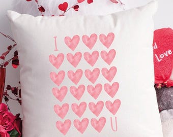 Love You Heart Pillow, Valentines Day Pillow, Valentine Decor, Couple Pillow Cover, Valentine Rustic Pillow, Holiday Pillow, Farmhouse Gift