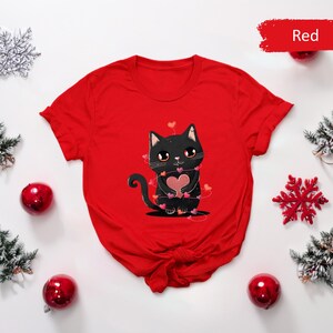 Camiseta con corazón y abrazos de gato para el día de San Valentín, camisetas para niños de San Valentín, camisetas para mamás de gatos, camisetas lindas con gatos, camisetas para parejas a juego, camisetas para amantes, regalo para ella imagen 3