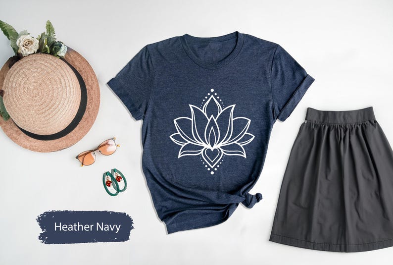 Lotus Flower T-Shirt, Botanical Shirt, Yoga Shirt, Namaste Shirt, Mandala Shirt, Yoga Teacher Gift, Yoga Lover Shirt, Yogi Gifts image 7