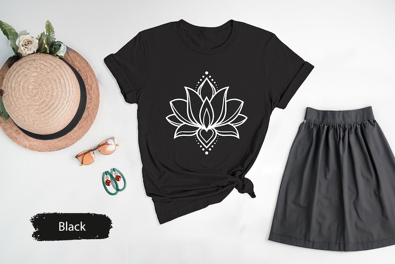 Lotus Flower T-Shirt, Botanical Shirt, Yoga Shirt, Namaste Shirt, Mandala Shirt, Yoga Teacher Gift, Yoga Lover Shirt, Yogi Gifts image 5