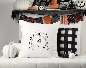 Dancing Skeletons Pillow, Halloween Decor, Halloween Pillow, Skeleton Pillow, Funny Helloween, Skeleton Decor, Fall Decor, Gothic Decoration