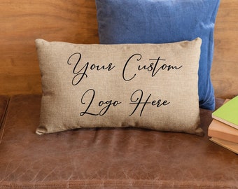 Logo Pillow, Personalize Logo Pillow, Company Pillow, Custom Burlap Pillow, Company Logo Pillow, Company Decor, Office Decor, Custom Pillow