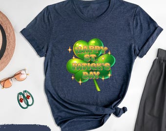 Glückliches St. Patrick's Day Shirt, süßes Kleeblatt-T-Shirt, irisches Tagesgeschenk, festliches irisches Feiertags-T-Shirt, grünes St. Paddy's-Feiern-Outfit