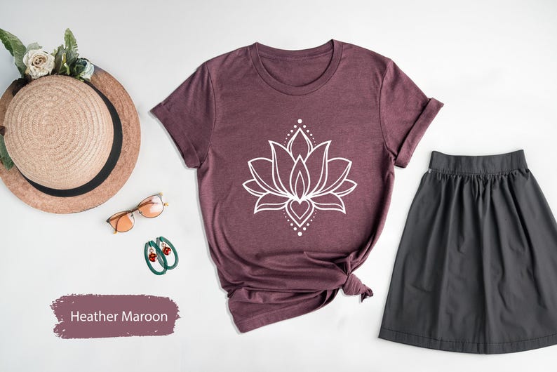 Lotus Flower T-Shirt, Botanical Shirt, Yoga Shirt, Namaste Shirt, Mandala Shirt, Yoga Teacher Gift, Yoga Lover Shirt, Yogi Gifts image 6