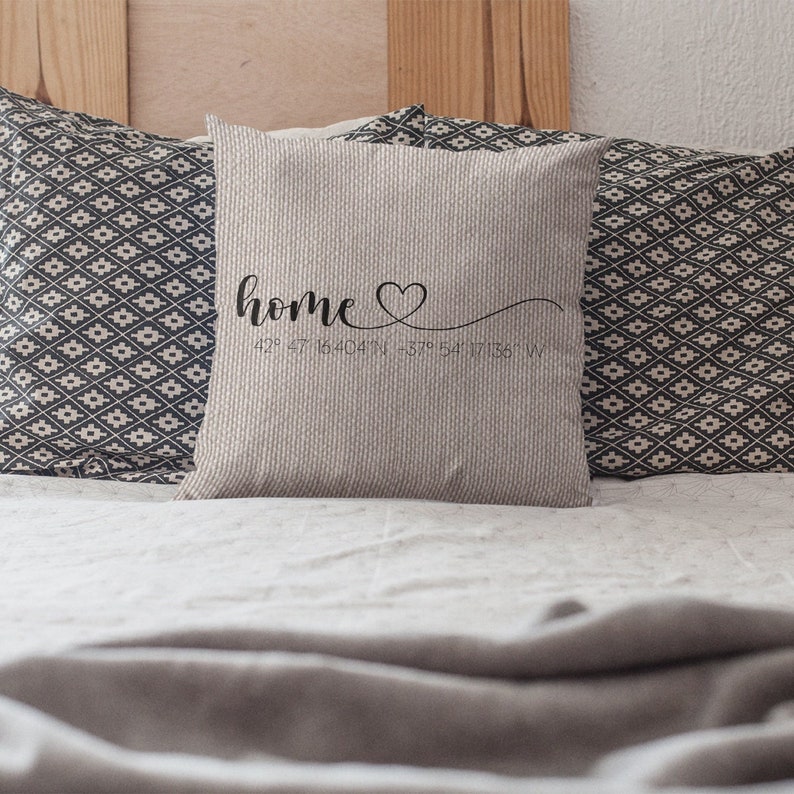 Home Coordinates Pillow, Coordinates Pillow Case, Personalize Pillows, New Home Gift, Custom Pillow Cases, House Warming Gift, Custom Pillow immagine 5