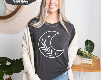 Crescent Moon Shirt, Floral Moon Shirts, Moon Phases Tee, Moon Gift, Moon Lover Gifts, Celestial Tshirt, Astronomy Tshirts, Space T Shirt