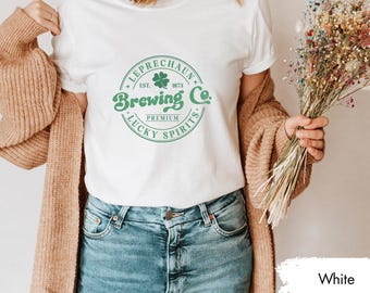 Leprechaun Brewing Co Shirt, St Patrick's Day Beer Tee, Funny Irish Pub T-Shirt, Lucky Spirits Drinking Shirt, Vintage Brewery Graphic Tee
