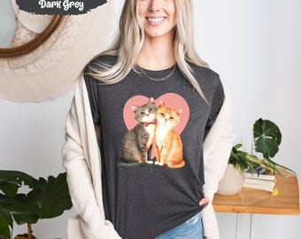 Magliette con gatti, maglietta con gatto carino, adorabili magliette con gatti, regalo per gli amanti dei gatti, maglietta per mamma gatto, maglietta per papà gatto, regali per gli amanti dei gatti, magliette per proprietari di gatti