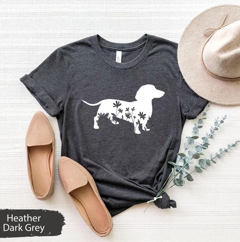 Floral Dachshund Wiener Dog Shirt, Dachshund Shirt, Dachshund Gift, Dachshund Lover Gift, Dachshund Dog Shirt, Wiener Dog Shirt image 1